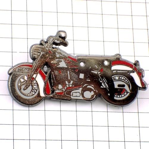 ピンバッジ・ハーレーダビッドソン二輪バイク赤白 HARLEY-DAVIDSON USA◆フランス限定...