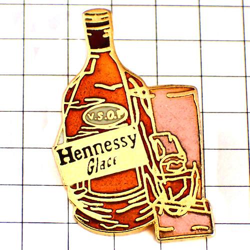 ピンバッジ・ヘネシー酒コニャックとグラス氷 HENNESSY COGNAC VSOP LVMH LO...