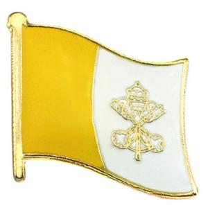 ピンバッジ◆バチカン市国 国旗デラックス薄型キャッチ付き ピンズ VATICAN FLAG VATI...