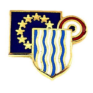 ピンバッジ・青と白の縞の紋章ユーロEU欧州連合の星の旗フランス円形章◆フランス限定ピンズ◆レアなヴィ...