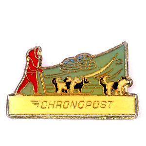 ピンバッジ・シベリアンハスキー犬ぞりイグルー郵便◆フランス限定ピンズ◆レアなヴィンテージものピンバッ...