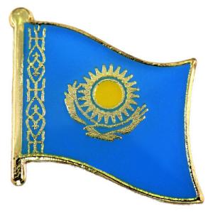 ピンバッジ◆カザフスタン 国旗デラックス薄型キャッチ付き 太陽と鳥 ピンズ KAZAKHSTAN F...
