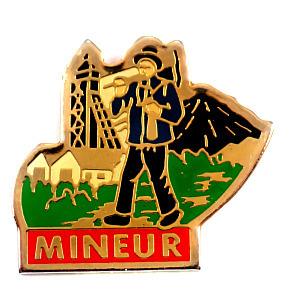 ピンバッジ・道具を持って歩く鉱山の鉱夫◆フランス限定ピンズ◆レアなヴィンテージものピンバッチ
