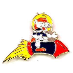 ピンバッジ・ロケットに乗る白い馬フランス限定ピンズレアなヴィンテージものピンバッチ