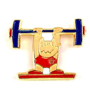 ピンバッジ・バルセロナ五輪コビ重量挙げオリンピック選手 COBI WEIGHT-LIFTER BARCELONA-1992 SPAIN◆フランス限定ピンズ