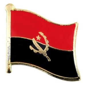 ピンバッジ◆アンゴラ 国旗デラックス薄型キャッチ付き 歯車とナタ鉈スター星 ピンズ ANGOLA F...