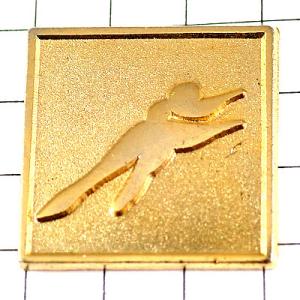 ピンバッジ・スピードスケート選手アルベールビル五輪オリンピック冬季ゴールド金色◆フランス限定ピンズ