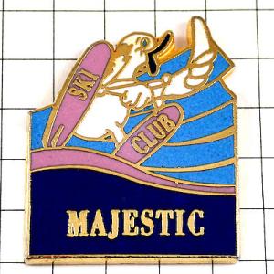 ピンバッジ・スキーする白い鳥◆フランス限定ピンズ◆レアなヴィンテージものピンバッチ