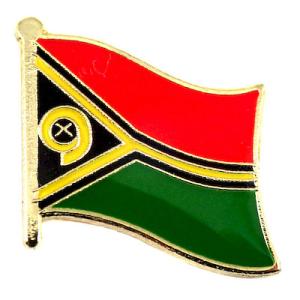 ピンバッジ◆バヌアツ 国旗デラックス薄型キャッチ付き ナメーレの葉 ピンズ VANUATU FLAG...