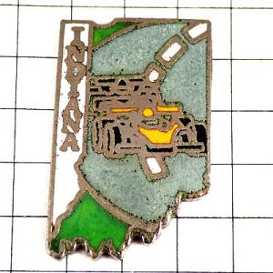 ピンバッジ・インディアナ州インディ500カーレース車アメリカ地図型USA◆フランス限定ピンズ◆レアな...
