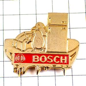 ピンバッジ・ペンギンと冷蔵庫かまくらイグルー金色ボッシュ社◆フランス限定ピンズ◆レアなヴィンテージも...