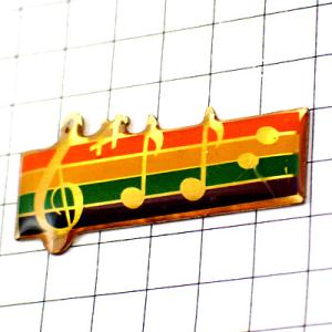 ピンバッジ・虹色の楽譜ミュージック音楽ト音記号シャープ音符◆フランス限定ピンズ◆レアなヴィンテージも...