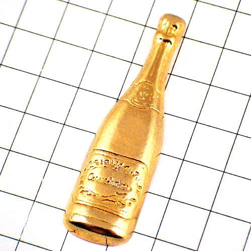 ピンバッジ・カナールデュシェーヌ酒シャンパーニュ瓶シャンパン一本ゴールド金色◆フランス限定ピンズ◆レ...