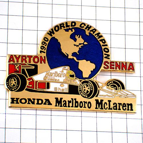 ピンバッジ・アイルトンセナ世界チャンピオン車ホンダF1マルボロマクラーレン地球 AYRTON-SEN...