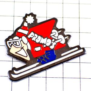 ピンバッジ・スキー赤い服クリスマス眼鏡 SKIING SANTA-CLAUS FRANCE◆フランス...