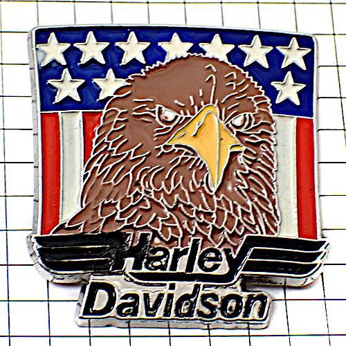 ピンバッジ・ハーレーダビッドソン鷲イーグル二輪/USA星条旗 HARLEY-DAVIDSON EAG...
