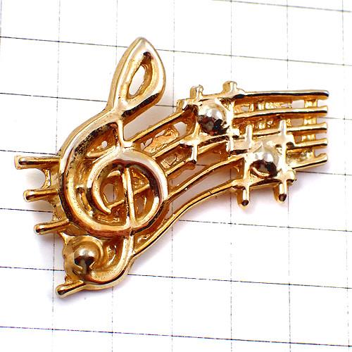 ピンバッジ・音楽ミュージック金色ト音記号やシャープ楽譜ゴールド◆フランス限定ピンズ◆レアなヴィンテー...