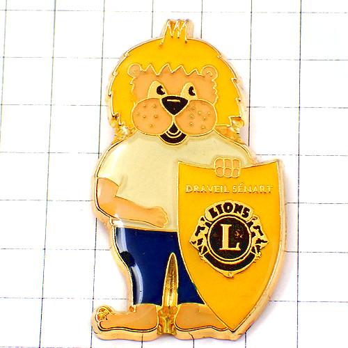 ピンバッジ・ライオンズクラブＬの紋章Ｔシャツのライオンくん LIONS-CLUB DRAVEIL◆フ...