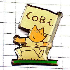 ピンバッジ・バルセロナ旗持ちコビー五輪スペイン夏季オリンピック1992年 COBI BARCELONA-1992 SPAIN ビンテージ中古品◆限定ピンズ