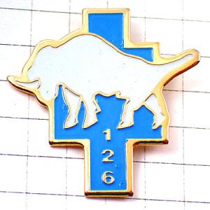 ピンバッジ・白い牛ウシ第126歩兵連隊フランス軍/ミリタリー 126E-REGIMENT-D-INF...