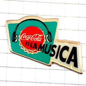 ピンバッジ・コカコーラは音楽スペイン語ヘッドフォン栓 COCA-COLA ES-LA-MUSICA SPAIN◆フランス限定ピンズ