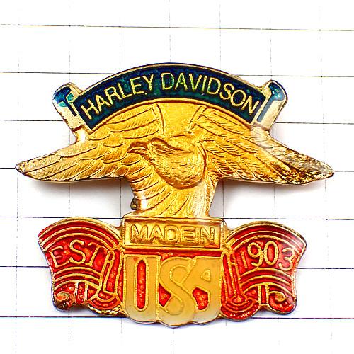 ピンバッジ・ハーレーダビッドソン二輪バイク翼1903年/USA HARLEY-DAVIDSON◆フラ...