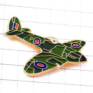 ピンバッジ・Ｐ迷彩カーキ色の戦闘機ミリタリー飛行機イギリス国籍マーク円形章◆フランス限定ピンズ◆レア...
