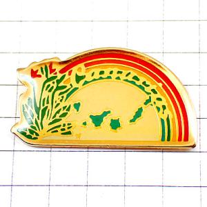 ピンバッジ・花と虹カナリア諸島スペイン CANARIAS CANARIES ISLAND MAP SPAIN◆フランス限定ピンズ◆レアなヴィンテージものピンバッチ