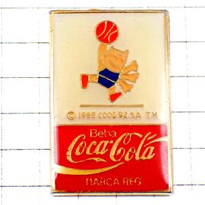 ピンバッジ・コビのバスケットボール選手バルセロナ五輪コカコーラ赤 COBI BARCELONA-1992 SPAIN◆フランス限定ピンズ