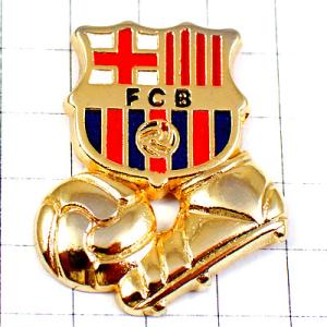 ピンバッジ・FCバルセロナ紋章サッカー球バルサ金色ゴールド靴とボール球 FCB BARCA FC-BARCELONA SPAIN BARCELONA◆フランス限定ピンズ