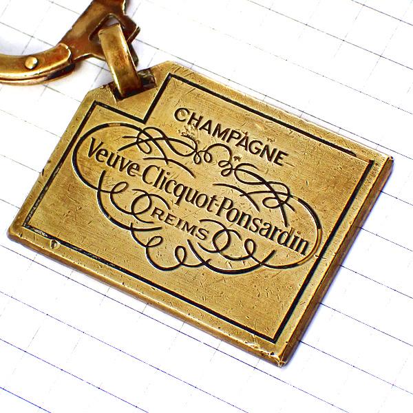 キーホルダー・ヴーヴクリコ酒シャンパーニュのラベル型シャンパン金色 VEUVE-CLICQUOT-P...