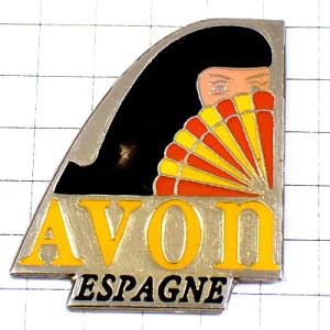 ピンバッジ・スペインの女の子せんす扇子エイボン化粧品 AVON USA ESPAGNE SPAIN EVENTAIL FLAMENCO◆フランス限定ピンズ