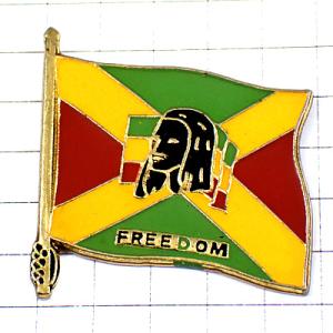 ピンバッジ・ボブマーリー自由の旗レゲエ音楽ボブマーレー歌手ラスタカラー FREEDOM BOB-MA...