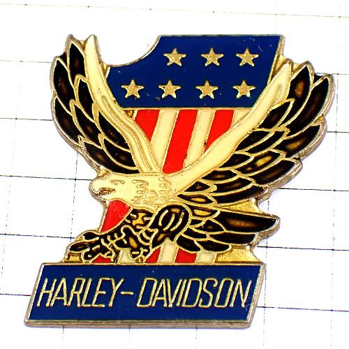ピンバッジ・ハーレーダビッドソン二輪バイク星条旗アメリカ国旗オートバイ/USA HARLEY-DAV...