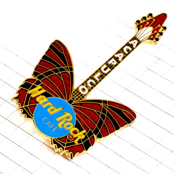 ピンバッジ・ハードロックカフェ店メキシコのアカプルコ蝶々エレキギター音楽楽器 HARD-ROCK-C...