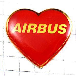 ピンバッジ・エアバス大好き飛行機ハート型 AIRBUS FRANCE GERMANY ENGLAND SPAIN◆フランス限定ピンズ◆レアなヴィンテージものピンバッチ