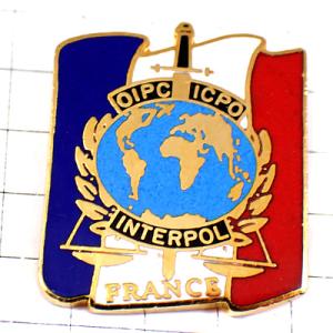 ピンバッジ・国際刑事警察機構インターポール警察ポリス天秤と剣と世界地図 INTERPOL FRANC...