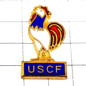 ピンバッジ・雄鶏ニワトリ鉄道員のスポーツ協会トリコロール青白赤 UNION-SPORTIVE-CHE...