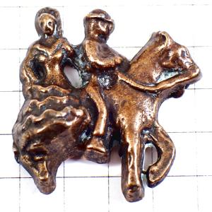 ピンバッジ・フラメンコ踊り子スペイン馬に相乗りブロンズ色 FLAMENCO SPAIN CAVALIER BRONZE◆フランス限定ピンズ