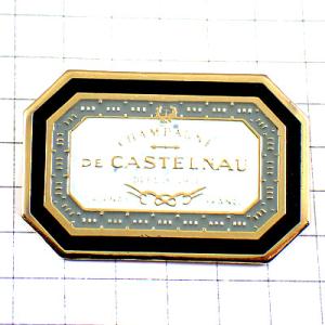 ピンバッジ・シャンパーニュのラベル型シャンパン葡萄酒◆フランス限定ピンズ◆レアなヴィンテージものピン...