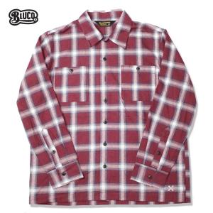 BLUCO(ブルコ)OL-047-018　OMBRE CHECK SHIRTS レッド☆送料無料☆｜pinsstore