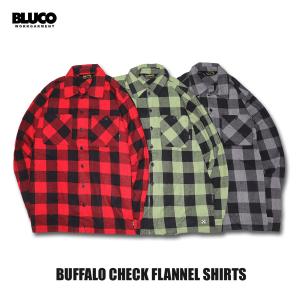 BLUCO(ブルコ) OL-1148 BUFFALO CHECK FLANNEL SHIRTS 3色(GRY/OLV/RED)☆送料無料☆