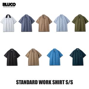 BLUCO(ブルコ) OL-21-108 STANDARD WORK SHIRT S/S 9色(WHT-STP/BLK/BLU/KHK/NVY/GRY-STP/ SAX-STP/BEG-STP/OLV-STP)☆送料無料☆