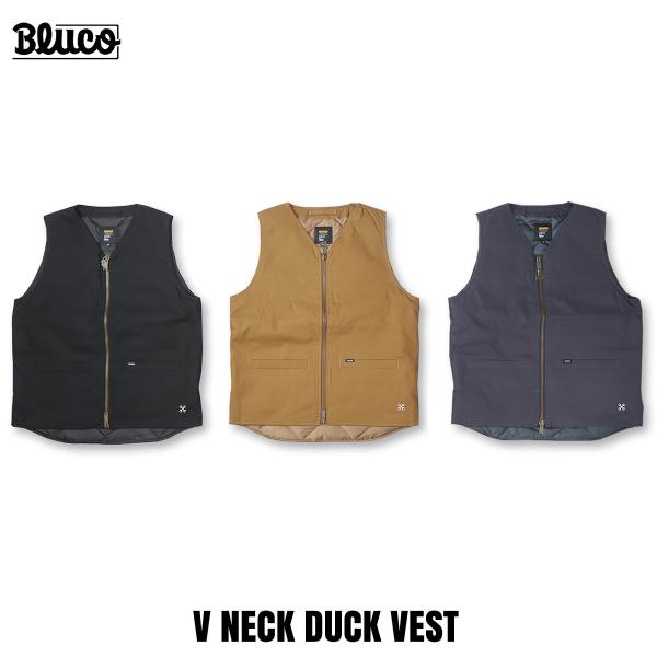 BLUCO(ブルコ) OL-35-012 V NECK DUCK VEST 3色(BLACK/BRO...