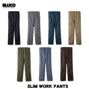 BLUCO(ブルコ) SLIM WORK PANTS 7色(BLK/L.GRY/NVY/KHK/OLV/AF.ブルー/BRN)☆送料無料☆｜pinsstore