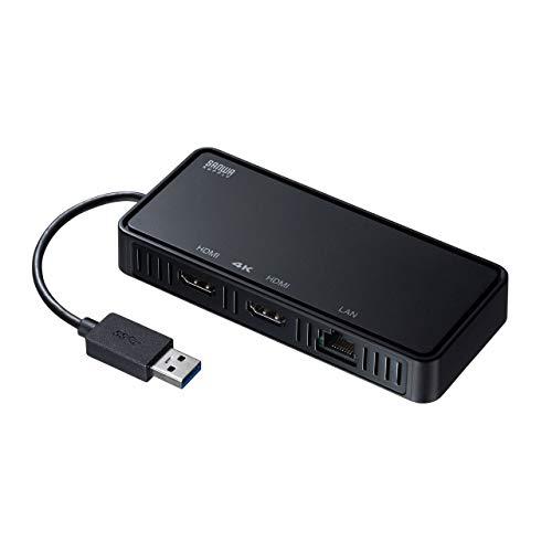 サンワサプライ USB3.1-HDMIディスプレイアダプタ(4K対応・ 2出力・LAN-ポート付き)...