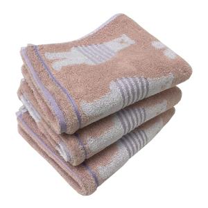 今治タオル フェイスタオル 3枚組 ボーダーベアー柄 34x80cm (ピンク3枚)