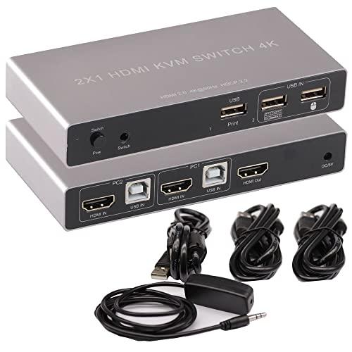 ES-TuneKVM切替器2入力1出力HDMIモニター4K60HZデバイス不要MacOS対応USB切...