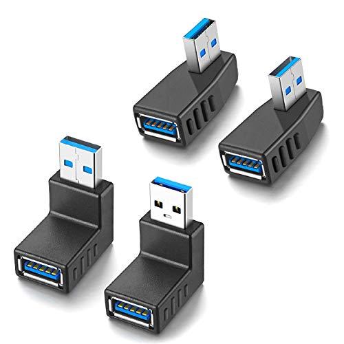 USB 3.0 直角 90度 L字型 方向変換アダプター オス×メス 高速 5Gbps 4タイプ1セ...