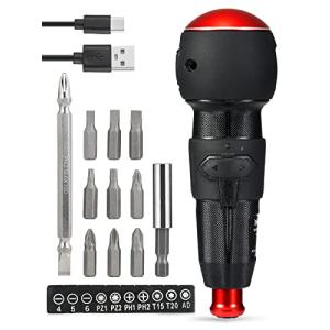Goowin 電動ドライバー 小型 2023年最新 ボール型グリップ ビット9本付 USB 充電式 電動工具 手動兼